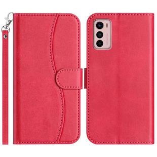 For Motorola Moto G42 Dual-Folded S-shape Leather Phone Case(Rose Red)