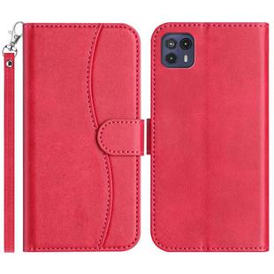 For Motorola Moto G50 5G Dual-Folded S-shape Leather Phone Case(Rose Red)