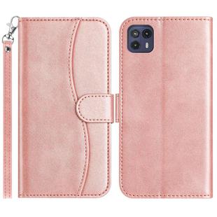 For Motorola Moto G50 5G Dual-Folded S-shape Leather Phone Case(Rose Gold)