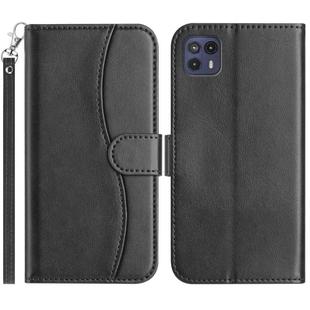 For Motorola Moto G50 5G Dual-Folded S-shape Leather Phone Case(Black)