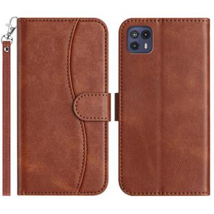 For Motorola Moto G50 5G Dual-Folded S-shape Leather Phone Case(Coffee)