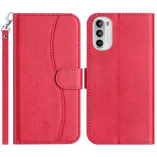 For Motorola Moto G52 Dual-Folded S-shape Leather Phone Case(Rose Red)