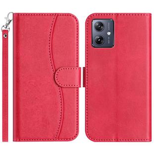 For Motorola Moto G54 Dual-Folded S-shape Leather Phone Case(Rose Red)