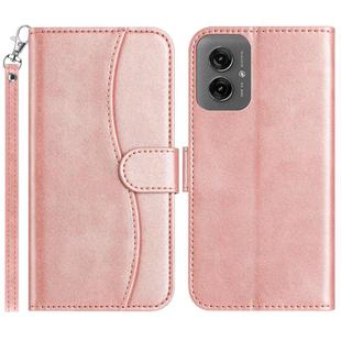 For Motorola Moto G55 Dual-Folded S-shape Leather Phone Case(Rose Gold)