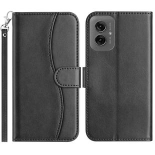 For Motorola Moto G55 Dual-Folded S-shape Leather Phone Case(Black)