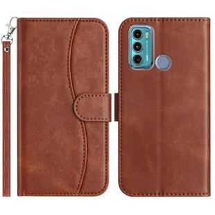 For Motorola Moto G60 Dual-Folded S-shape Leather Phone Case(Coffee)