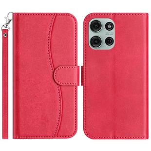 For Motorola Moto G75 5G Dual-Folded S-shape Leather Phone Case(Rose Red)