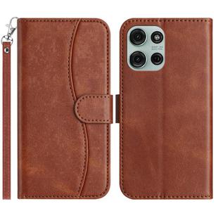 For Motorola Moto G75 5G Dual-Folded S-shape Leather Phone Case(Coffee)