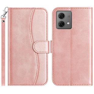For Motorola Moto G84 5G Dual-Folded S-shape Leather Phone Case(Rose Gold)
