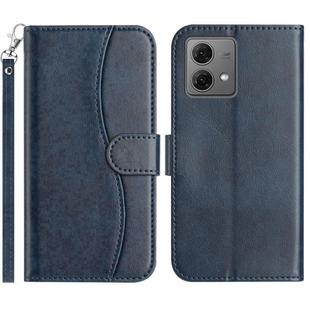 For Motorola Moto G84 5G Dual-Folded S-shape Leather Phone Case(Navy Blue)