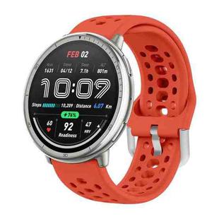 For Amazfit Active 2 Silver Buckle Silicone Sport Watch Band(Red)