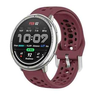 For Amazfit Active 2 Silver Buckle Silicone Sport Watch Band(Wine Red)