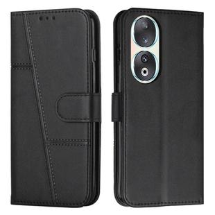 For Honor 90 Stitching Calf Texture Buckle Leather Phone Case(Black)