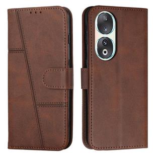 For Honor 90 Stitching Calf Texture Buckle Leather Phone Case(Brown)