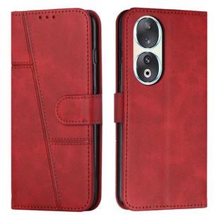 For Honor 90 Stitching Calf Texture Buckle Leather Phone Case(Red)