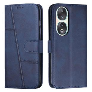 For Honor 90 Stitching Calf Texture Buckle Leather Phone Case(Blue)