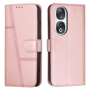 For Honor 90 Stitching Calf Texture Buckle Leather Phone Case(Rose Gold)
