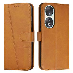 For Honor 90 Stitching Calf Texture Buckle Leather Phone Case(Yellow)