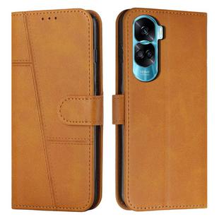 For Honor 90 Lite / X50i 5G Stitching Calf Texture Buckle Leather Phone Case(Yellow)
