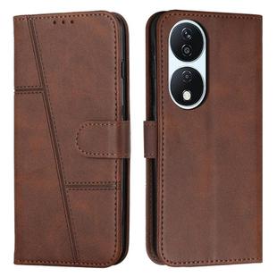 For Honor X7b 4G / 5G / 90 Smart Stitching Calf Texture Buckle Leather Phone Case(Brown)