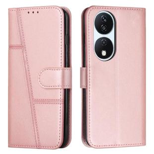 For Honor X7b 4G / 5G / 90 Smart Stitching Calf Texture Buckle Leather Phone Case(Rose Gold)