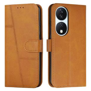 For Honor X7b 4G / 5G / 90 Smart Stitching Calf Texture Buckle Leather Phone Case(Yellow)