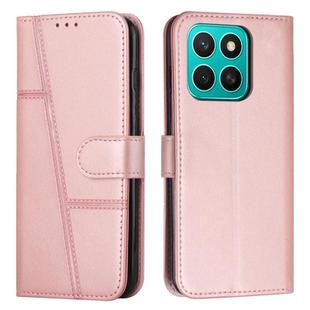 For Honor X8c 4G Stitching Calf Texture Buckle Leather Phone Case(Rose Gold)