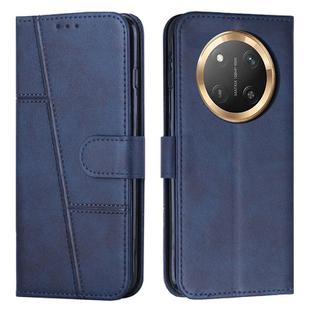 For Honor X9c 5G Stitching Calf Texture Buckle Leather Phone Case(Blue)