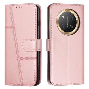 For Honor X9c 5G Stitching Calf Texture Buckle Leather Phone Case(Rose Gold)