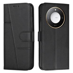For Honor X60 / X9c Smart Stitching Calf Texture Buckle Leather Phone Case(Black)
