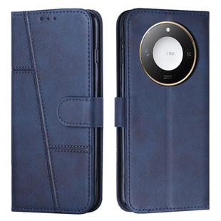 For Honor X60 / X9c Smart Stitching Calf Texture Buckle Leather Phone Case(Blue)