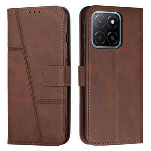 For Honor X6c 4G Stitching Calf Texture Buckle Leather Phone Case(Brown)