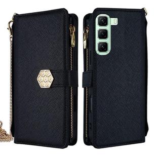 For Infinix Hot 50 4G Crossbody Handle Cross Texture Leather Phone Case(Black)