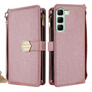 For Infinix Hot 50 4G Crossbody Handle Cross Texture Leather Phone Case(Rose Gold)