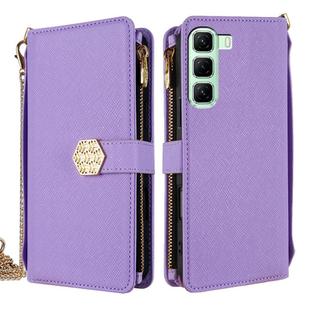 For Infinix Hot 50 4G Crossbody Handle Cross Texture Leather Phone Case(Purple)