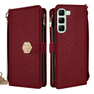 For Infinix Hot 50 5G Crossbody Handle Cross Texture Leather Phone Case(Red)