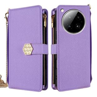 For Infinix Zero 40 4G Crossbody Handle Cross Texture Leather Phone Case(Purple)