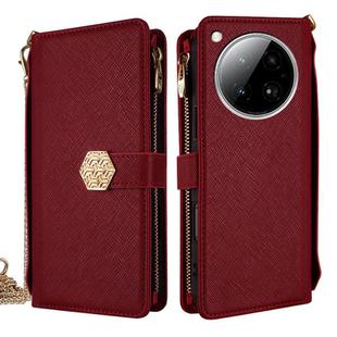For Infinix Zero 40 4G Crossbody Handle Cross Texture Leather Phone Case(Red)