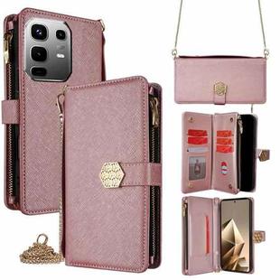 For Infinix Note 50 4G Crossbody Handle Cross Texture Leather Phone Case(Rose Gold)