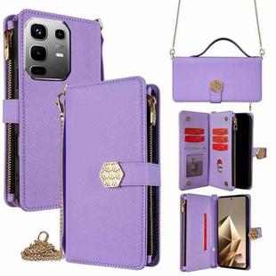 For Infinix Note 50 4G Crossbody Handle Cross Texture Leather Phone Case(Purple)