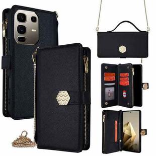 For Infinix Note 50 Pro+ 5G Crossbody Handle Cross Texture Leather Phone Case(Black)