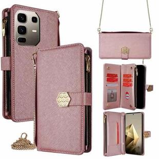 For Infinix Note 50 Pro+ 5G Crossbody Handle Cross Texture Leather Phone Case(Rose Gold)