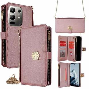 For Infinix Note 50x 5G Crossbody Handle Cross Texture Leather Phone Case(Rose Gold)