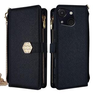 For itel A50C 4G Crossbody Handle Cross Texture Leather Phone Case(Black)