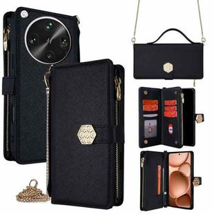 For OPPO Find X8 Ultra 5G Crossbody Handle Cross Texture Leather Phone Case(Black)
