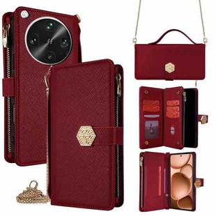 For OPPO Find X8 Ultra 5G Crossbody Handle Cross Texture Leather Phone Case(Red)