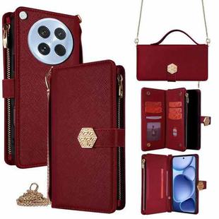 For OPPO Find X8s 5G Crossbody Handle Cross Texture Leather Phone Case(Red)