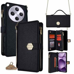 For OPPO Find X8s+ 5G Crossbody Handle Cross Texture Leather Phone Case(Black)