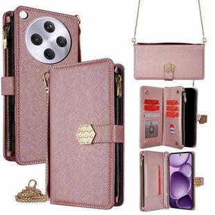 For OPPO Find X8s+ 5G Crossbody Handle Cross Texture Leather Phone Case(Rose Gold)