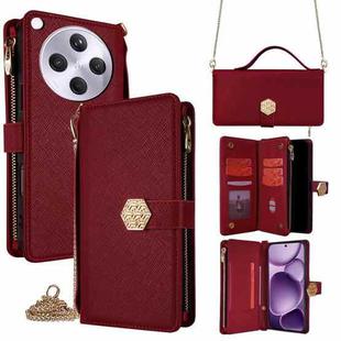 For OPPO Find X8s+ 5G Crossbody Handle Cross Texture Leather Phone Case(Red)